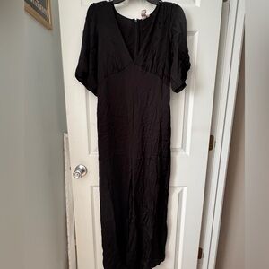 Dolan Black Satin Wide-legged Junpsuit